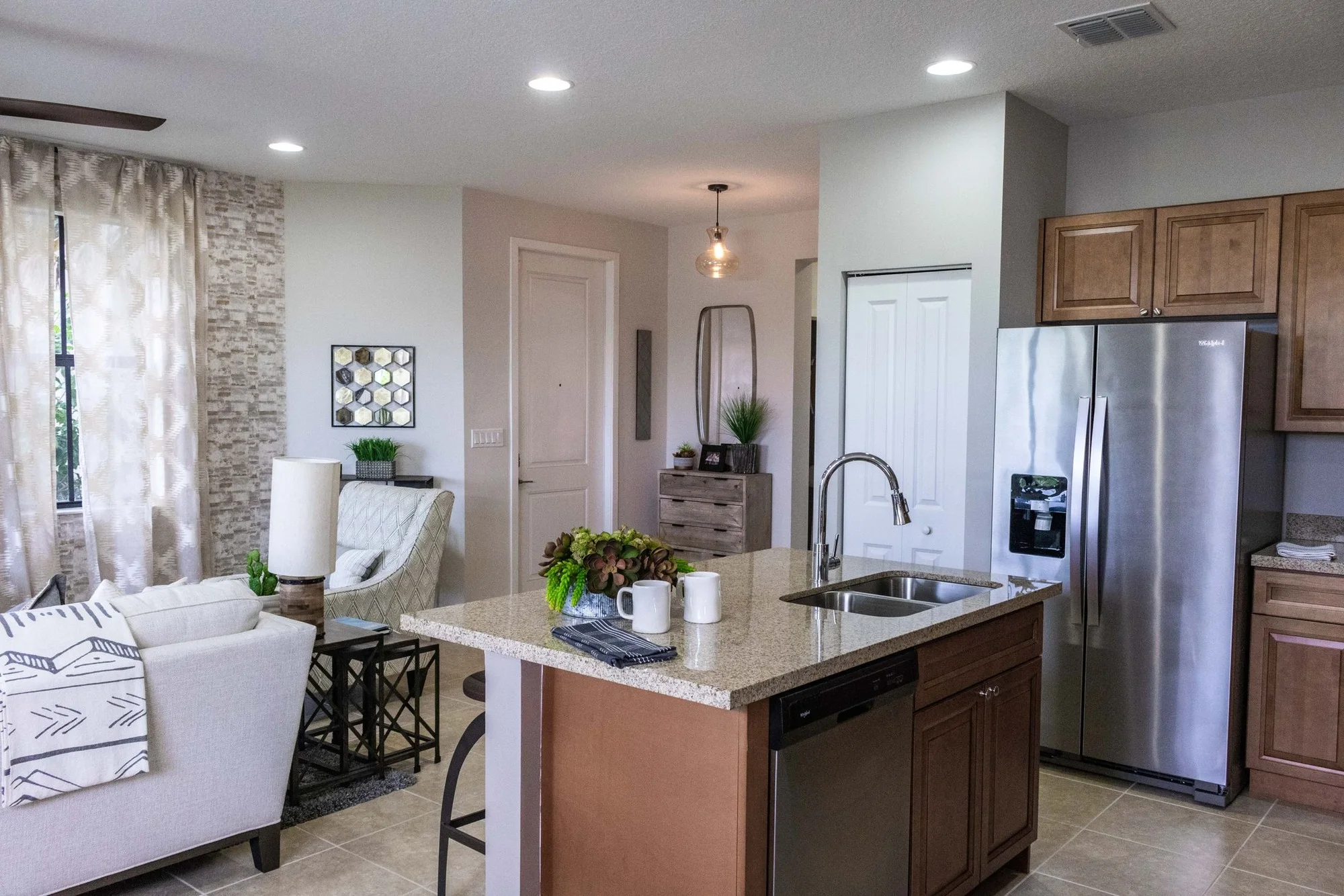 Bright open-plan kitchen and living room